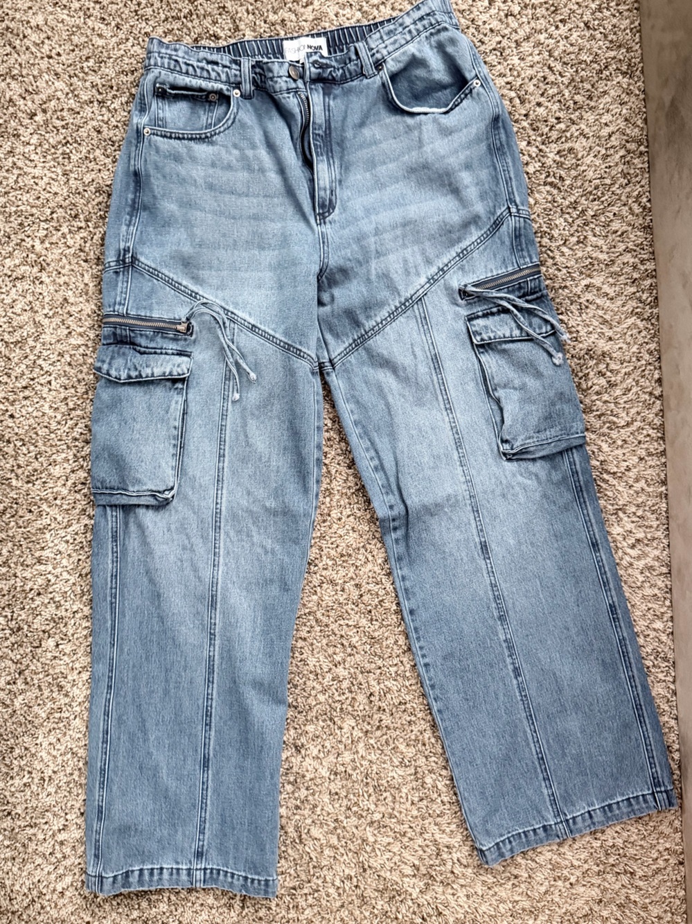 Fashion Nova Light Blue Cargo Jeans